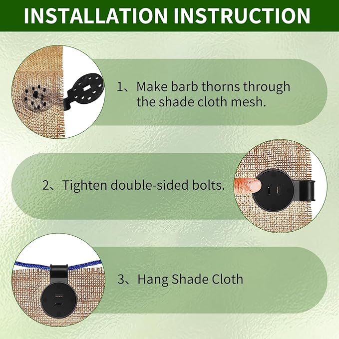 20 Pieces Shade Cloth Plastic Clips Heavy Duty Lock Grips, Round Plastic Black Clips Sunshade Net Fixing Clip Fix Clamp, Shade Fabric Clips for Bird Netting, Greenhouse Outdoor Garden Netting