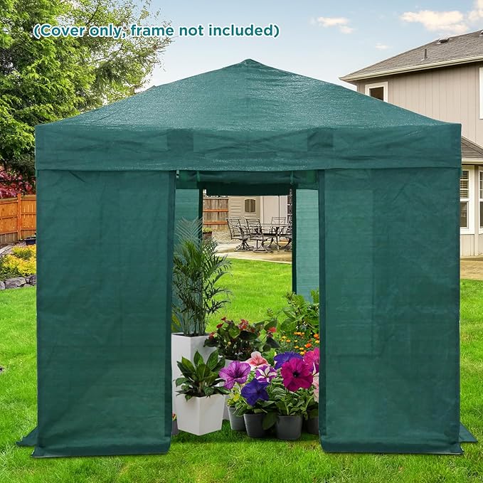EAGLE PEAK Replacement Mesh Cover for 12x8 Portable Walk-in Pop up Greenhouse, Front and Rear Zippered Entry Doors (Frame Not Included), Green