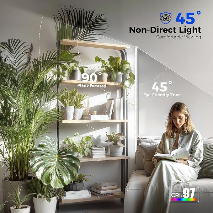 Barrina T1S Standing Grow Light for Indoor Plants with Timer, 65W 5000K High PPFD Tera Series Vertical Full Spectrum Grow Lights Adjustable Height 5FT-5.6FT, Foot Switch, Non-Glare Design, Silver