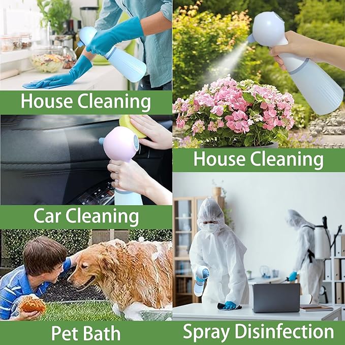 electric sprayer, electric spray bottle, long battery life, portable, USB charging, continuous spray bottle, watering can indoor plants, suitable for gardening and courtyard (white)