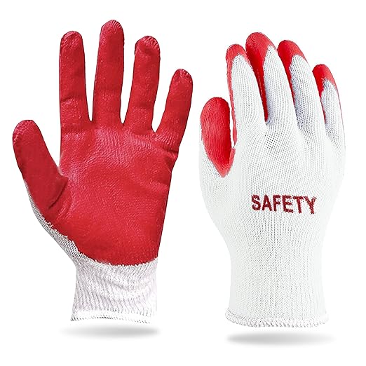 SAFETY Non-Slip 20 Pairs Red Latex Cotton Multi-Purpose Work Gloves- Nitrile Dipped & Rubber Palm Coated for a Firm Grip- Heavy Duty Premium-Construction-Moving-Warehouse-Garden-Gloves