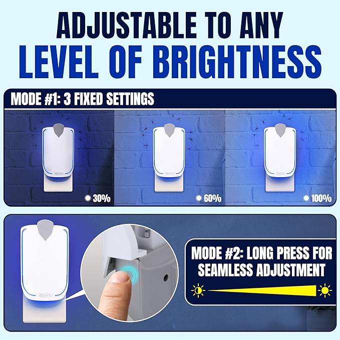 1 Fruit Fly Trap & 5 Adhesive Cartridges, Indoor Plug-in Bug Catcher, UV Light Fly Trap Captures Fruit Flies, Gnats, Houseflies, Moths, and Flying Insects for Kitchen, Bathroom, Plant Areas