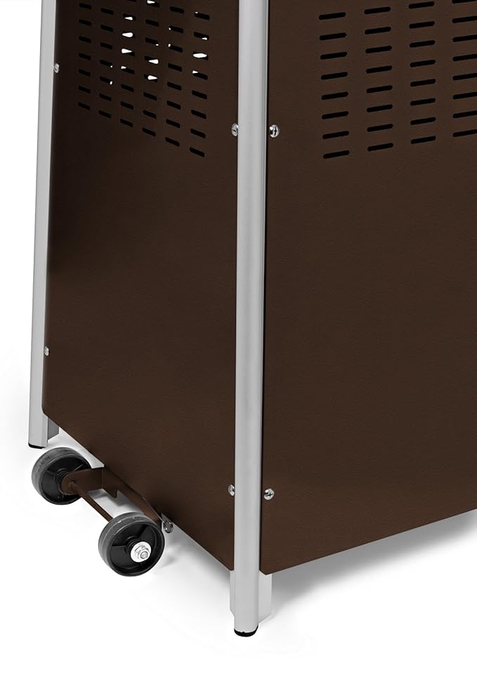 Casafield Outdoor Propane Patio Heater with Wheels, Mocha - Modern Dancing Flame, Commercial & Residential, Uses Standard 20lb LP Gas Tank