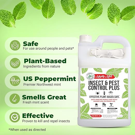 Mighty Mint Insect and Pest Control Plus – Natural Mint Oil Insect Killer Spray, 1 Gallon