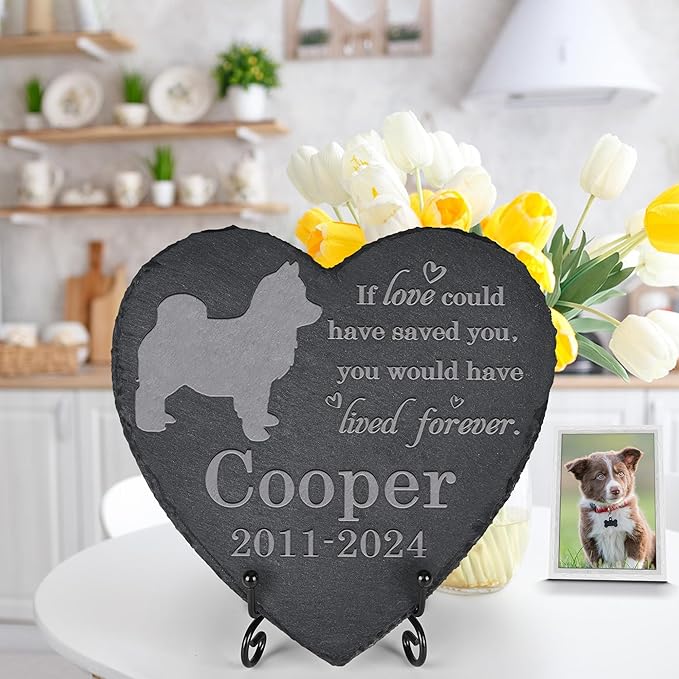 Dog Memorial Stone Dog Garden Statue - Dog Memorial Gifts - Dog Tombstone - Dog Loss Gift - Loss of Dog Gifts - Heart