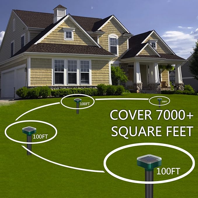 Snake Repellent for Yard & Outdoors - Solar-Powered Sonic Snake Deterrent Devices, Waterproof, Pet Safe Rattlesnake Repellent