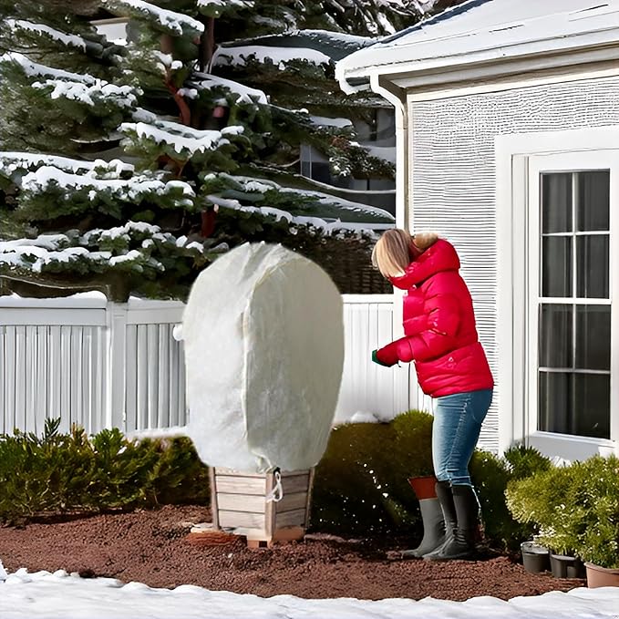 Plant Protection Cover, Winter Frost Protection Cover with Zip Pull and Latch, 19.7 x 19.7 x 31.5 cm - 2 pcs. for Plants and Rectangular Planting Box Protection Cover