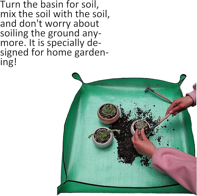 2PCS(39.3'',26.8'') Plant Waterproof Repotting Square Mats,Foldable Garden Transplanting Work Cloth Mat,Portable Gardening Mat,Indoor Succulent Potting Mat(39.3"x39.3",26.8"x26.8")