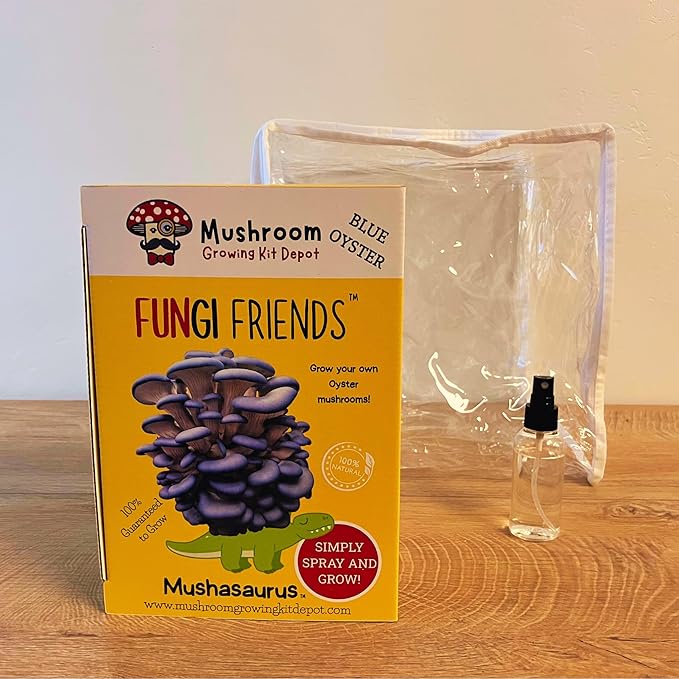 1 Humidity Tent Bundle + 1 FUNGI FRIENDS Blue Oyster Mushroom Grow Kit (5 lbs) | Mushasaurus | Beginner-Friendly & Easy to Use | Handmade in USA