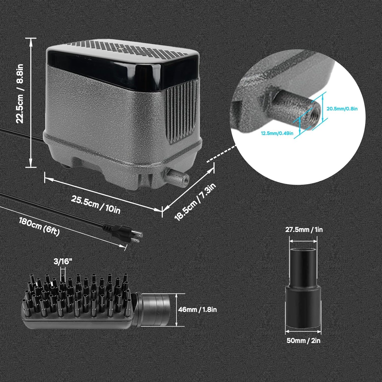 AquaMiracle Linear Air Pump, 635/950/1600/4000GPH Pond Bubbler Septic Air Pump, Energy-Efficient Pond Aerator for Outdoor Ponds, Aquariums, Hydroponics, Waste Treatment