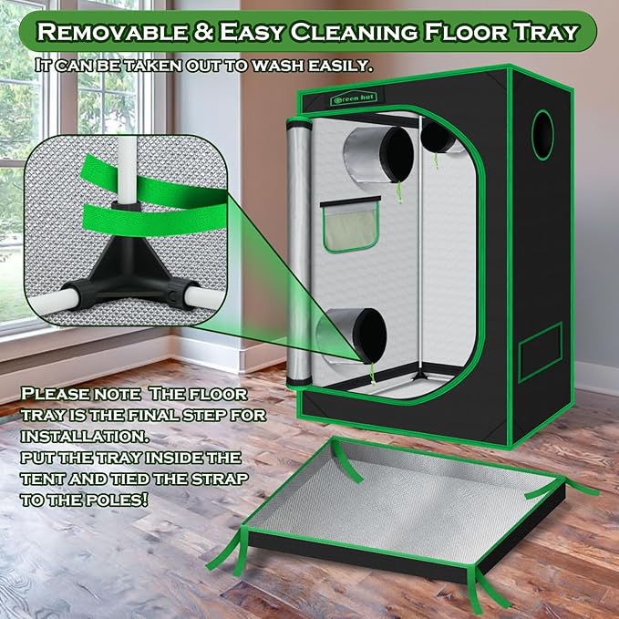 Indoor Grow Tent 48"x24"x60" 600D Mylar Hydroponic for Indoor Plant Tent with Observation Window and Removable Floor Tray 4x2