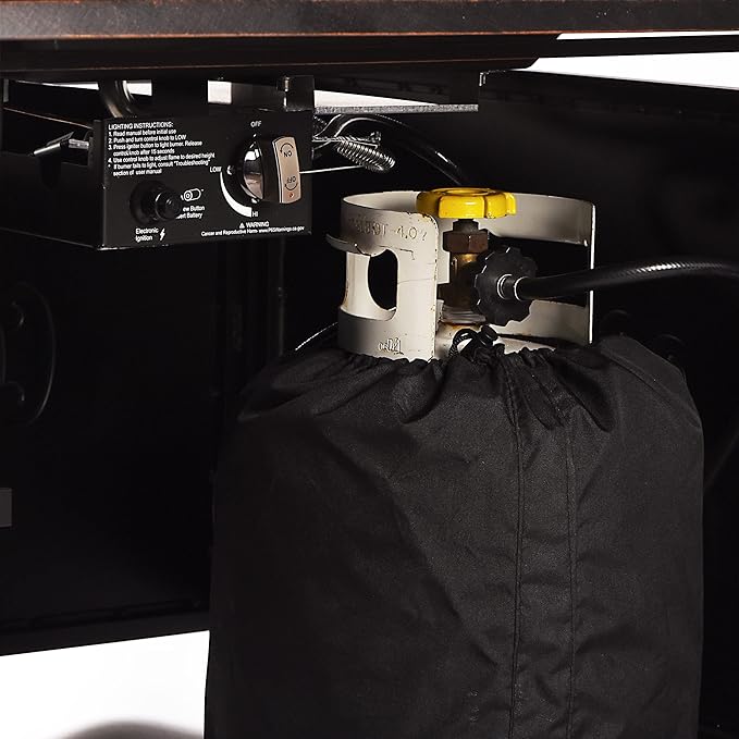 Oakland Living Black Aluminum Patio Fire Table Set with Four Deep Seating Loveseat with Cushions with Blue Cushions