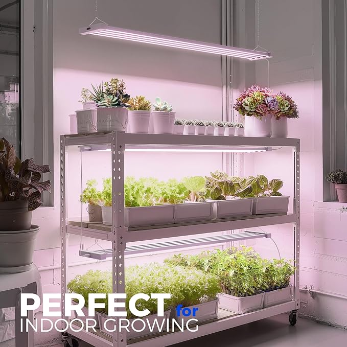 Barrina TX-L63 3FT LED Grow Light, 63W, 4 Panels Wider Coverage, Full Spectrum, High PPFD, Super Bright, Linkable, Hanging Fixture, Plant Stand with Grow Light for Indoor, Vegetable, Seeding, 1 Pack