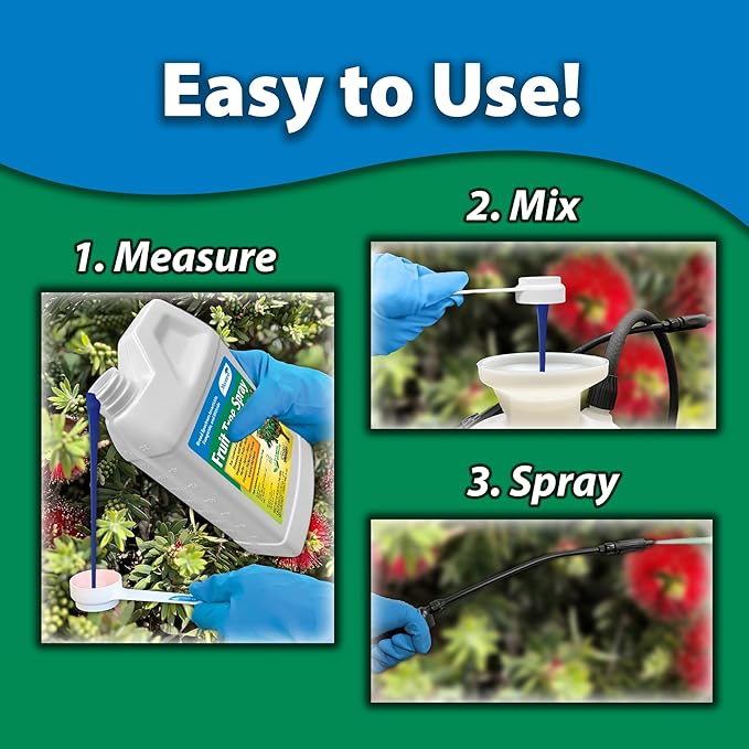 Monterey Fruit Tree Spray Plus – Insecticide & Fungicide for Fruits, Vegetables, Roses & Lawns – Controls Pests & Fungal Diseases – Organic Gardening – 32 fl. oz.