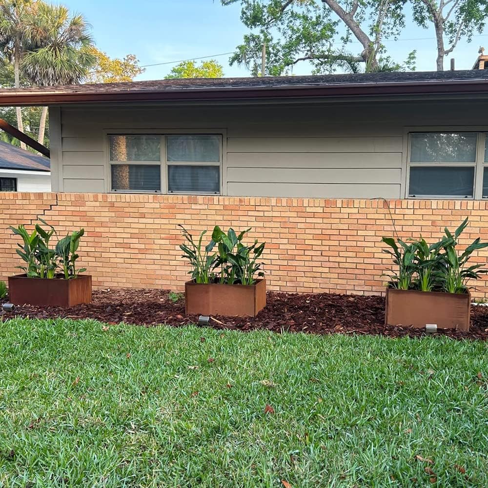 Corten Steel Planter Box Rectangular Planters Large Outdoor Planter Metal Planter Box for Tall Plant Trough Rustic Patina for Garden Yard Commercial Residential Farm 16 in x 31.5 in x 16 in
