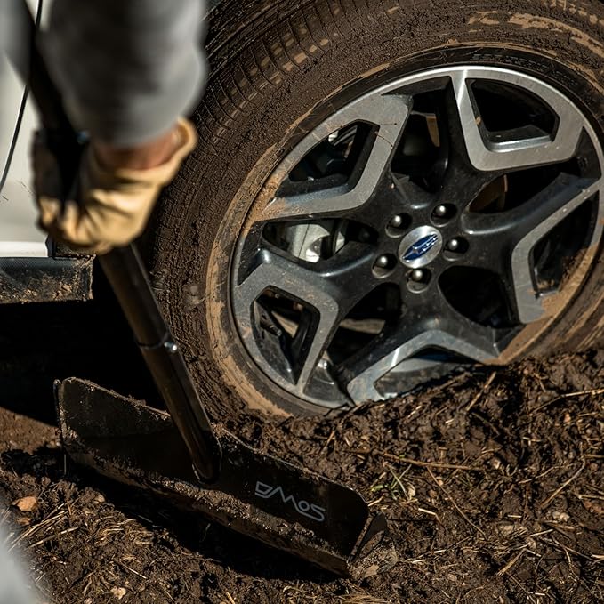 DMOS Stealth Shovel - Lightweight, Heavy-Duty Aluminum Sand & Snow Shovel with Extendable & Collapsible Handle for Camping, Overlanding, Survival, & Off-Road Use - Blackout - Regular