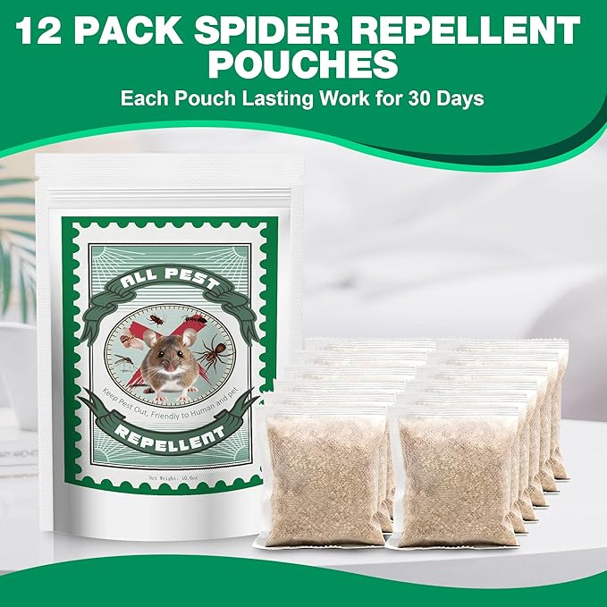 12 Pcs Peppermint Spider Repellent Indoor, Effective Spider Repellent for Indoor Outdoor, Spider Deterrent to Keep Spider, Rodent, Roaches Away from House Basement Garage Attic Human & Pet Safe