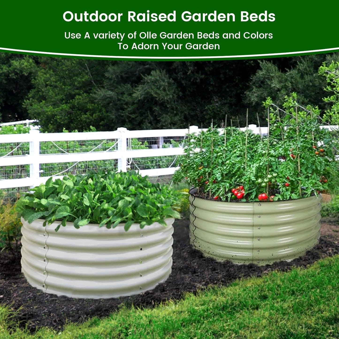 Olle 17" Tall, 42" Round Metal Raised Garden Bed Kits, Planter Raised Beds for Gardening, Raised Flower Bed Galvanized Planter Box, 3.5 * 3.5 * 1.4Ft,Ivory