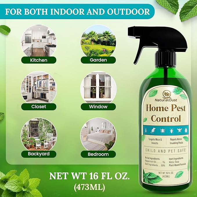 Peppermint Oil Mouse Repellent Spray - Roach Ant Spider Bug Insect Killer - Eco Friendly Pest Control to Repel Mice - Humane Repeller Alternative to Trap