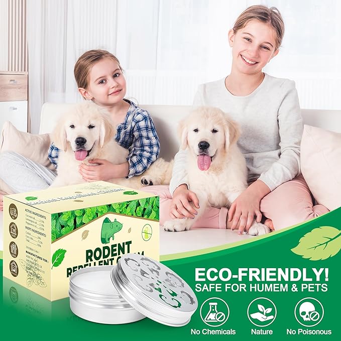 Rodent Repellent for Car Engines - Peppermint Oil for Mice Repellent, Mouse Repellent for Cars, Rodent Repellent Outdoor, Keeping Rodents Out of House Garages, Human Pet Dog Plant Safe -4 Pack