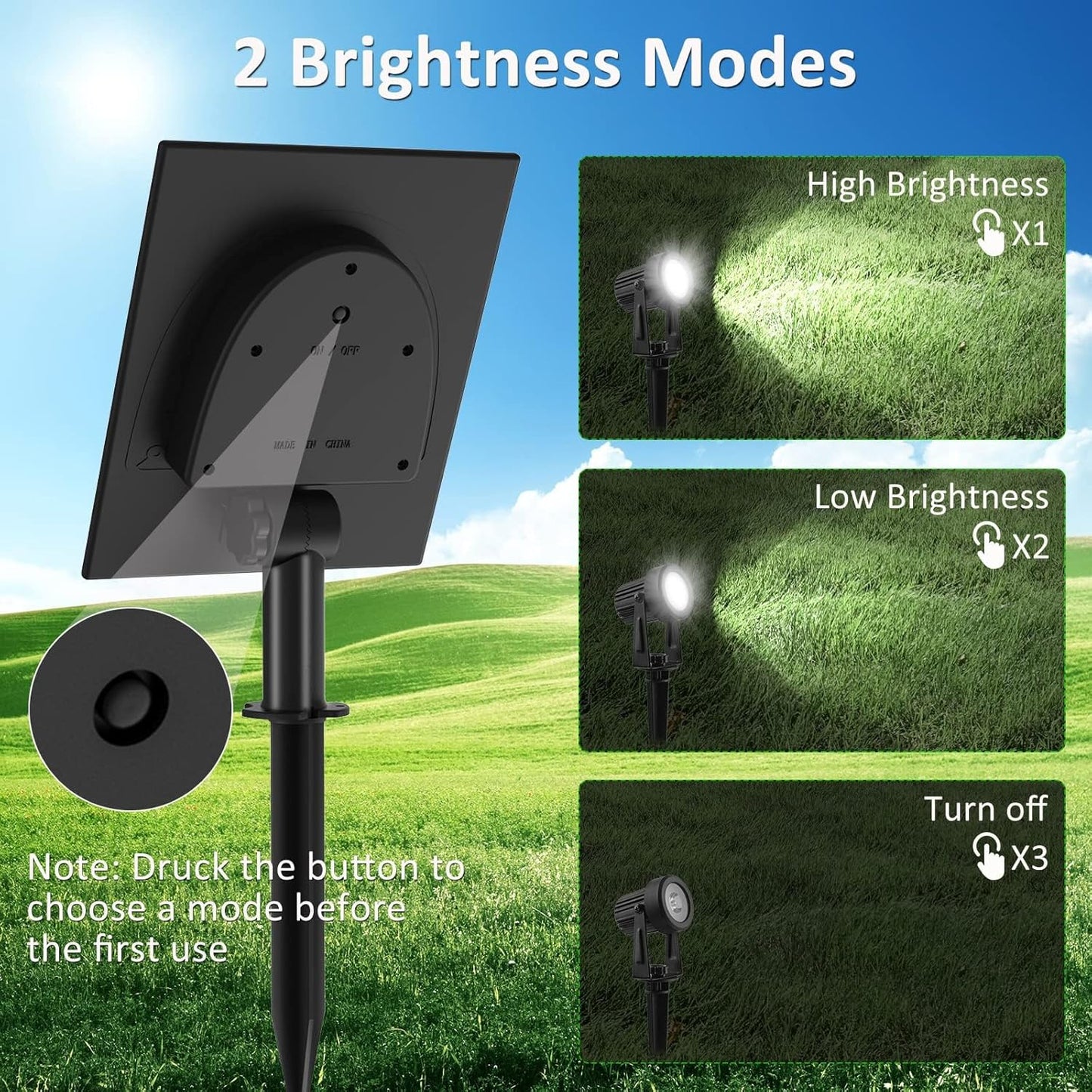T-SUNUS Halloween Solar Garden Spotlight White Outdoor, 4-in-1 Spot Lights 6000K IP65 Waterproof 9.8ft Cable 5W Separated Panel, Auto On/Off Spotlights for Christmas Tree Yard Driveway Pathway Pond