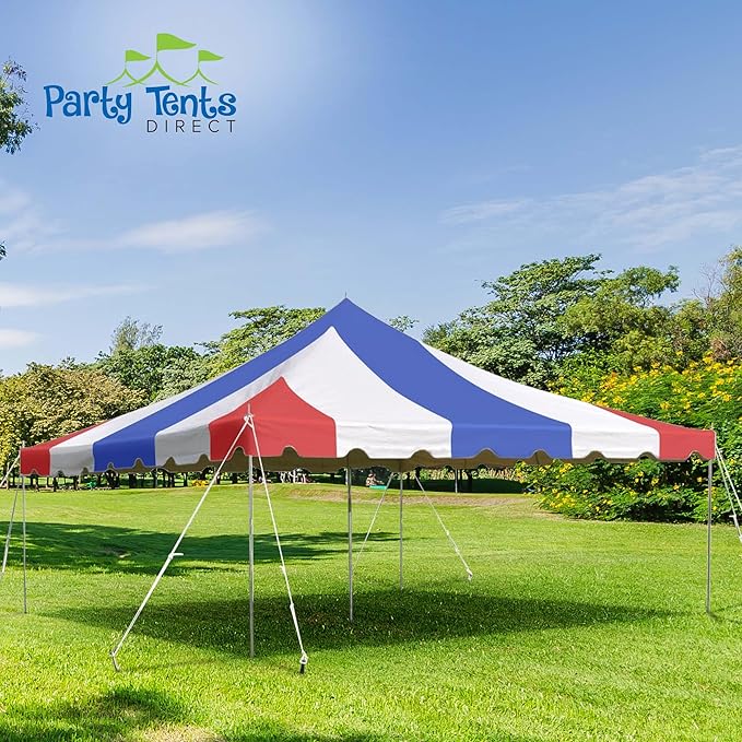 Party Tents Direct 15'x 15' Weekender Canopy Pole Tent with Sidewalls - Easy Up Canopy Tent with 50 Person Capacity - Outdoor Canopies for Parties, Weddings, and Events (Red White and Blue)