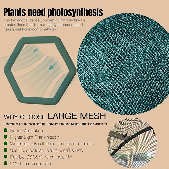 Poray Large Tunnel 10FTx6FT Plant Netting Cover, 6FT Tall Crop Cage Tomato Netting,Pest Guard Cover for Vegetables &Fruits,Durable Gardening Net for Plant and Animal