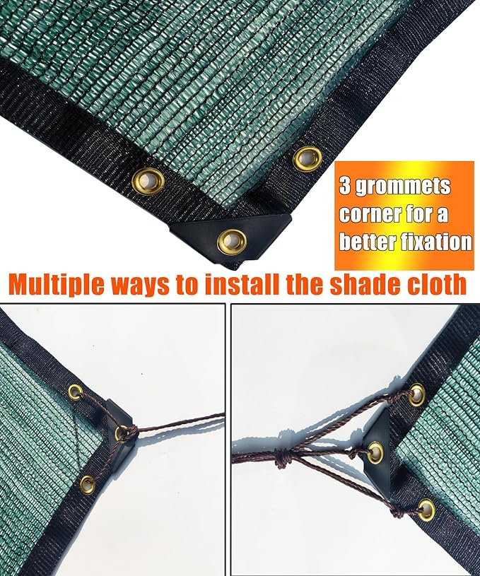 e.share 40% Shade Cloth for Garden, 20 Ft X 10 Ft Sun Shades Outdoor Patio with Grommets for Plant Covers,Porch Screen,Pergola Shade Cover,Greenhouse,Green