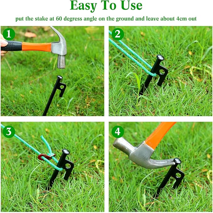 Sintuff 36 Pcs Heavy Duty Tree Stake Kits Stake and Support for Young Leaning Tree Anchor Straightening Kit, 15.8'' Support Straps, 11.8'' Steel Stakes, 13.12ft Rope(Green)