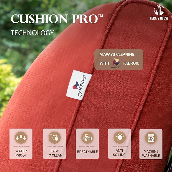 HERA'S HOUSE 7 Piece Patio Furniture Set, 4 x Leg Chair, 2 x Cushioned Ottoman, 1 x 3-Seat Sofa, All Cushioned 9 Seats Metal Outdoor Conversation Set for Lawn Garden Backyard