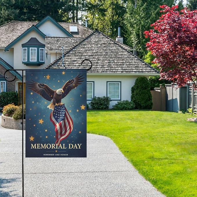 Kcldeci North American Bald Eagle with American Flag Welcome Garden Flag 12x18 Inch Patriotic America Usa Yard Flags Large Vertical Double Sided House Flag Seasonal Outside Decor for Yard Farmhouse