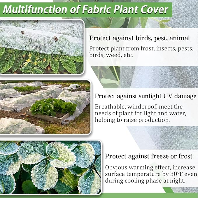 Plant Covers Freeze Protection, 10FT x 50FT 0.9oz Reusable Floating Row Cover Plant Blankets Frost Cloth for Clod Winter Frost Sun Pest Protection