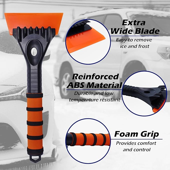 vivicreate Scratch-Free Ice Scraper for Car Windshield Frost Remover with Foam Handle Durable Snow Scraper 2 Pack Winter Car Tool for Quick Ice and Snow Removal