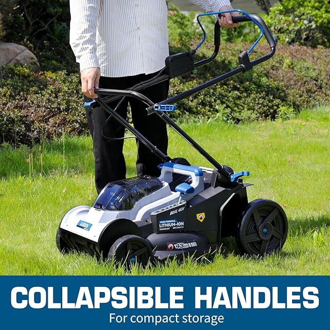 ROYAL GARDEN Electric 40V 17 Inch Cordless Lawn Mower Walk Behind Brushless Push Mower 6-Height Adjust Portable & Lightweight 2 x 20V Batteries and Charger Lawn Mowers Suitable for Garden Small Yards