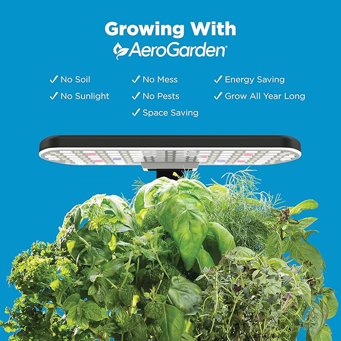 AeroGarden Harvest 2.0, Indoor Garden Hydroponic System with LED Grow Light, Holds up to 6 AeroGarden Pods, Black
