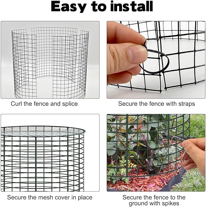 6 Sets of 24'' x 12'' Garden Plant Protectors from Animals with Detachable Covers, Metal Plant Cage Chicken Wire Cloche with Ground Stakes and Nylon Tie, Wire Plant Cage to Keeping Bunny Animals Out