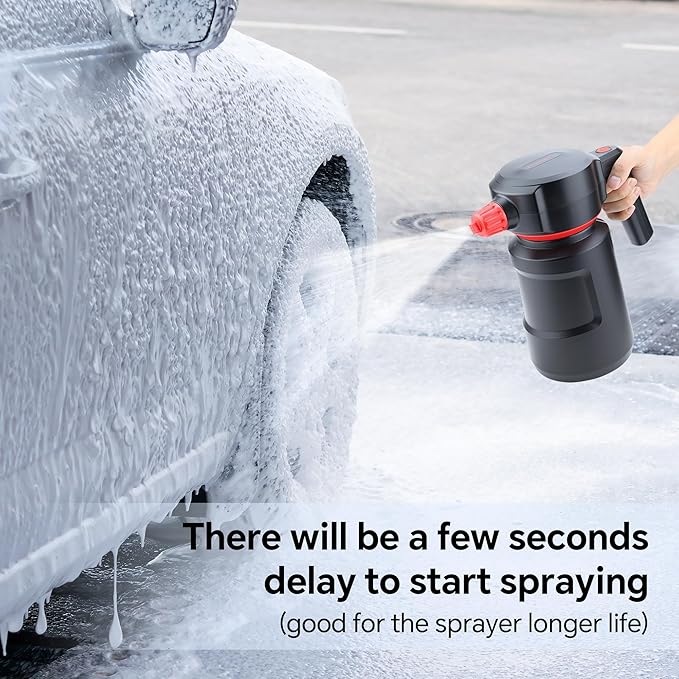 Electric Foam Sprayer 2L Car Wash Sprayer Electric Foam Cannon USB Rechargeable Battery Foamer Spray Cordless Portable Pump Spray Black