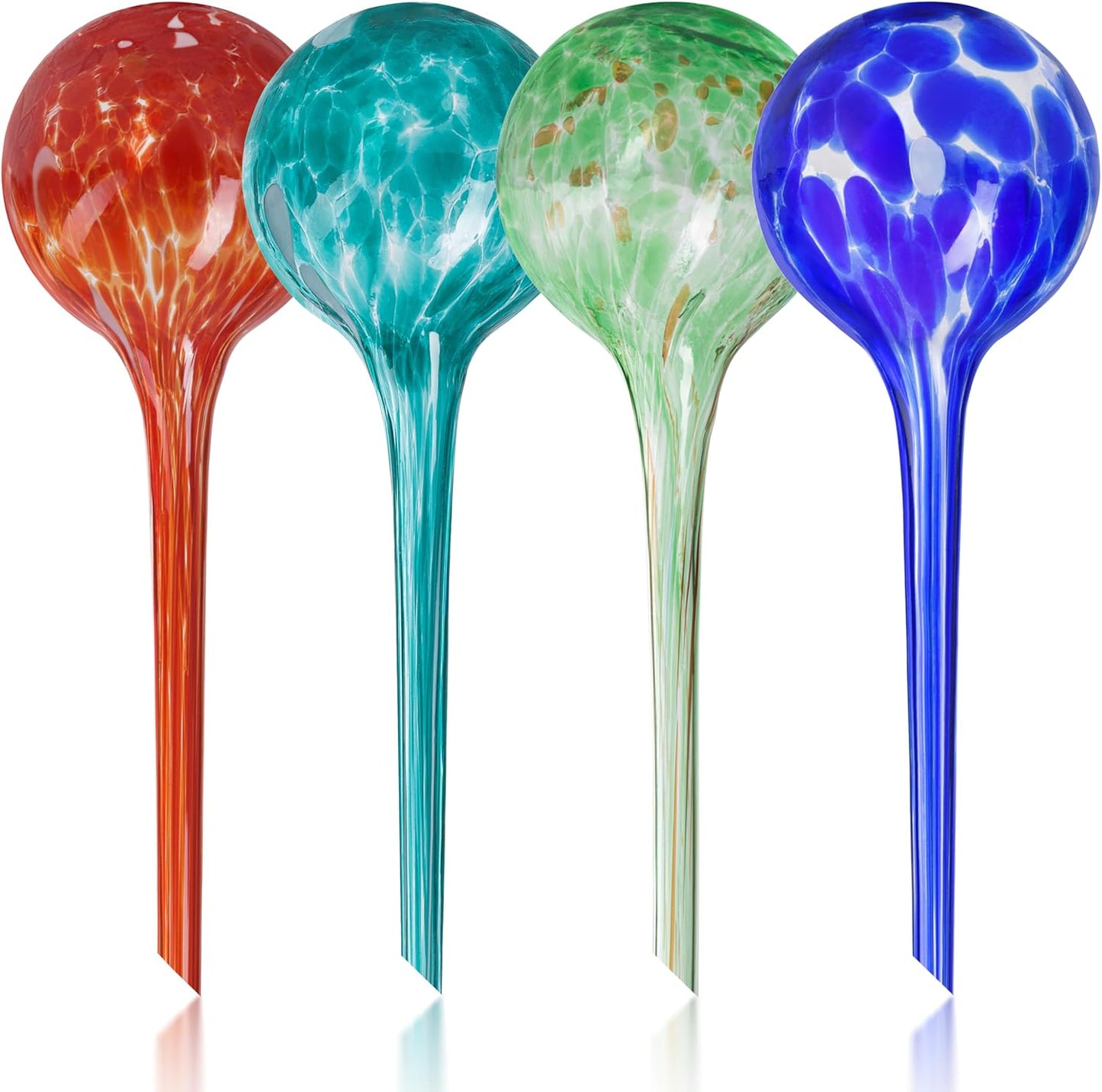 Plant Watering Globes Set of 4 - Large Self Watering Globes for Indoor & Outdoor Plants - Multicolored, Automatic, Glass Watering Bulbs for Daily Use, Plant Watering Devices