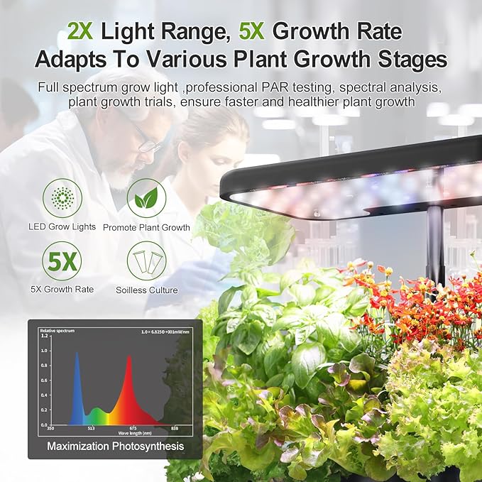 8-Pod Hydroponics Growing System Translucent Indoor Herb Garden with LED Grow Light Smart Quiet Pump Plant Germination Kit for Hydroponic Herbs, Vegetables, Lettuce Harvest on Countertop