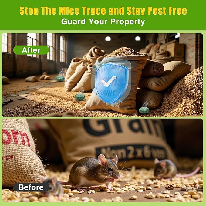 Rodent Repellent with Peppermint Oil -Mouse/Rat/Squirrel Repellent for Garage/Attic/Car Engine - Natural Indoor & Outdoor Mice/Mole Deterrent, Safe vs Moth Balls & Traps (40 Pack)