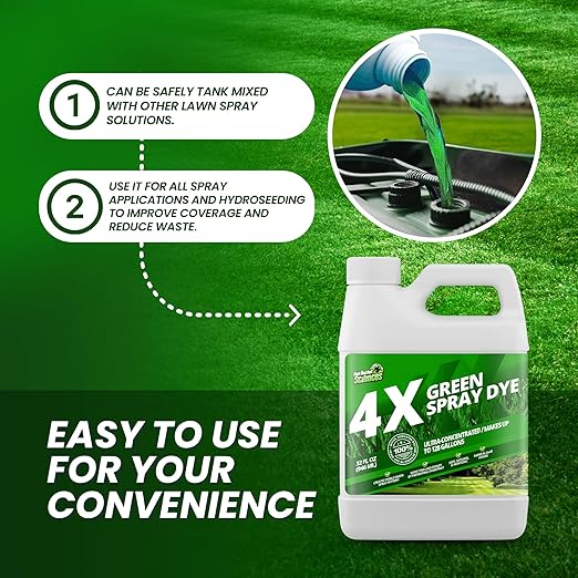 32oz 4X Green Spray Dye - Makes 128 Gallons of Concentrated Spray Pattern Indicator Dye, Ideal Fertilizer Marking, Lawn Turf Mark and Marker, Mark Where You've Sprayed with Green Color Indicator