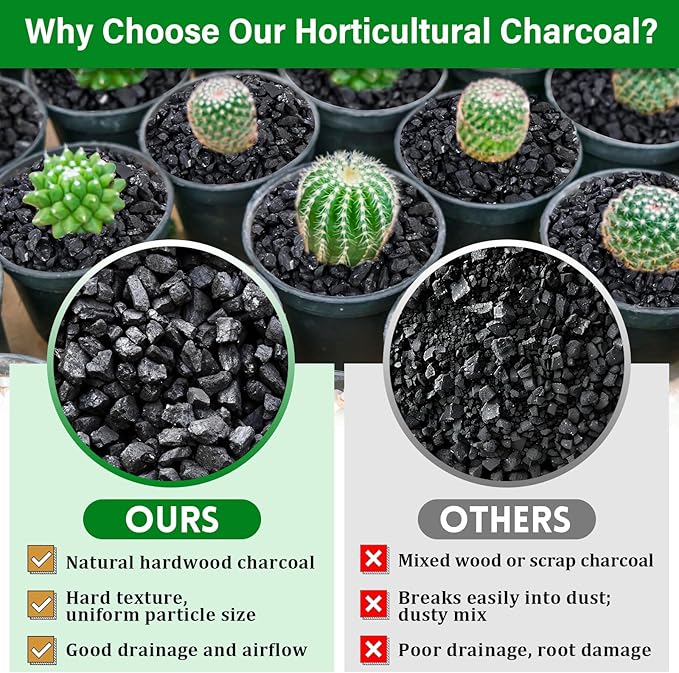 Legigo 10QT All Natural Horticultural Charcoal- Activated Hardwood Plant Charcoal for Soil Amendment, Conditioning Bonsai Soil, Succulent, Terrarium Supplies, Indoor Plant Potting Soil