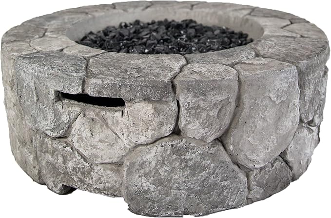 HF09501AA Edinburgh 40,000 BTU Propane FirePit Table for Patio and Deck Use, MGO Construction, Includes Crystal Glass Beads Protective Fabric Cover, 28 Inch x 9 Inch, Stonework Finish
