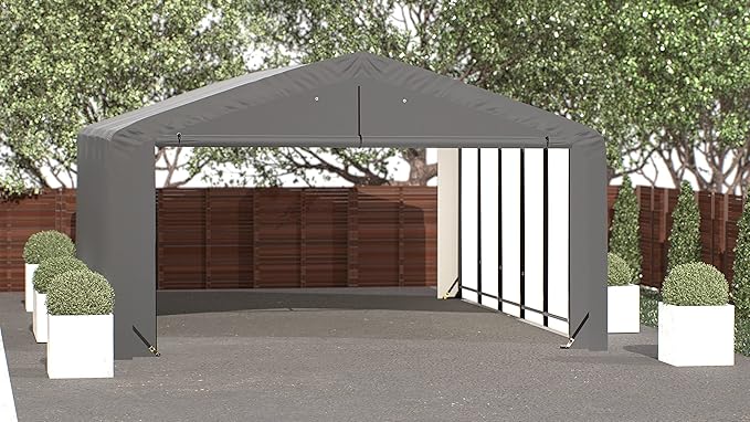 ShelterLogic ShelterTube Garage & Storage Shelter, 20' x 27' x 10' Heavy-Duty Steel Frame Wind and Snow-Load Rated Enclosure, Gray