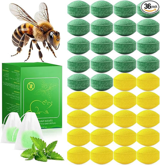 36 Pack Wasp Bee Repellent Balls Peppermint Oil - Bee Detterent Mice Repellant for Outdoor Indoor Yellow Jackets, Hornets, Carpenter, Wasp Deterrent for Garden Patio Yard Farm, Kids Pets Safe