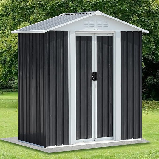 Ball & Cast 5x3FT Outdoor Storage Shed with Punched Vents,Heavy Duty Metal Sheds with Sliding Doors & Padlock,Waterproof Tool Sheds for Garden,Backyard,Lawn,Easy to Assemble,Grey