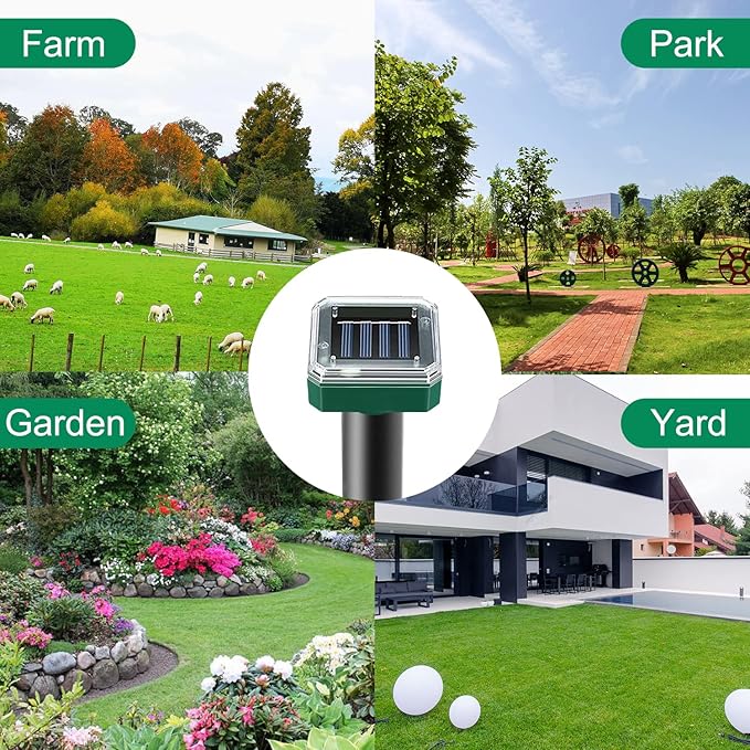 Mole Repellent Solar Powered, 10 Pack Solar Mole Repellent Ultrasonic for Vole, Snakes, Gopher, Waterproof Sonic Mole Deterrent Spikes,Snake Gopher Vole Repellent for Garden and Yard