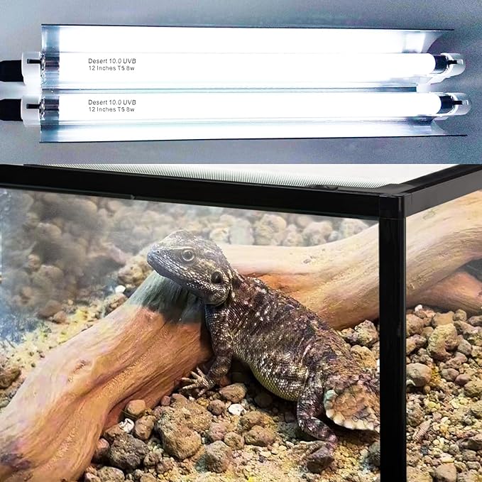 T5 Reptile Light Fixture Combo Kit 16 Watts, 12 Inches UVB Light 2x8 Watt, T5 10.0 UVB Reptile Light Fixture, Desert Reptile Light for Lizard, Bearded Dragon, Tortoise