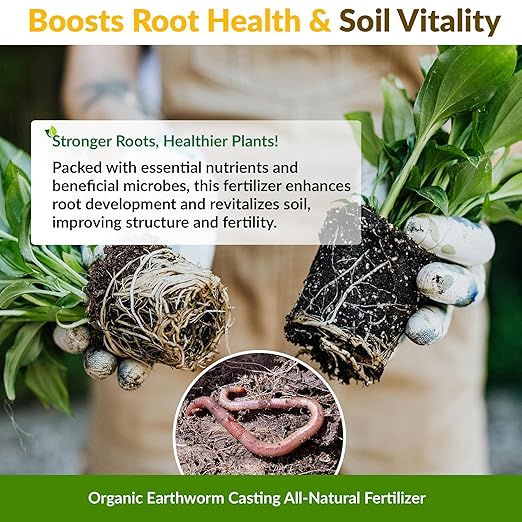 Organic Earthworm Casting All-Natural Fertilizer, ~15 lbs, for Indoor and Outdoor Planting, Enhances Root and Overall Health, Revitalizes Soil with Health Microbes,15 Quarts.