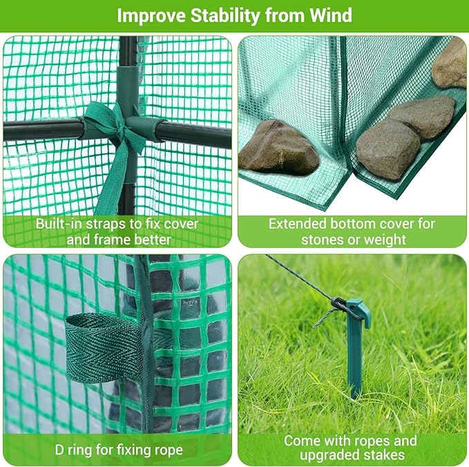 Ohuhu Greenhouse for Outdoors with Screen Windows, 57 x 57 x 76'' Walk in Plant Greenhouses Heavy Duty with Durable PE Cover, 3 Tiers 12 Shelves Stands Plastic Portable Green House with Shelf Clips